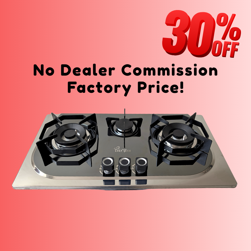 Cheftech Automatic Gas Stove Stainless Steel with EPS Burner Gas Hob imported Size 28x16