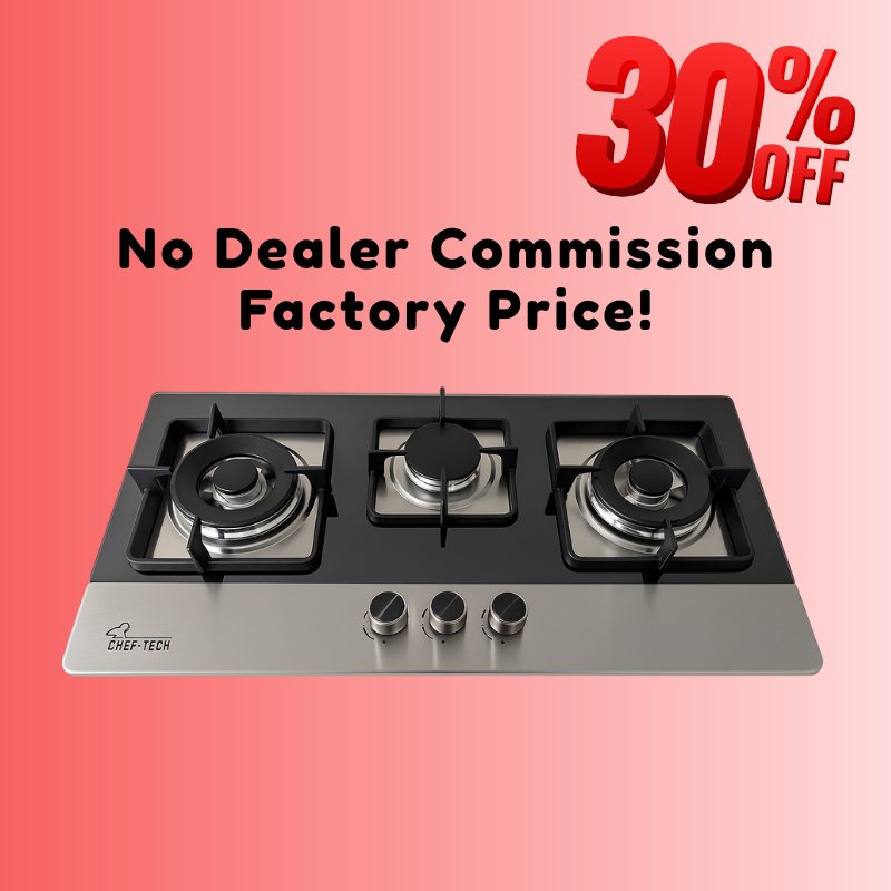 Cheftech Automatic Gas Stove Stainless Steel with EPS Burner Gas Hob imported Size 28x16