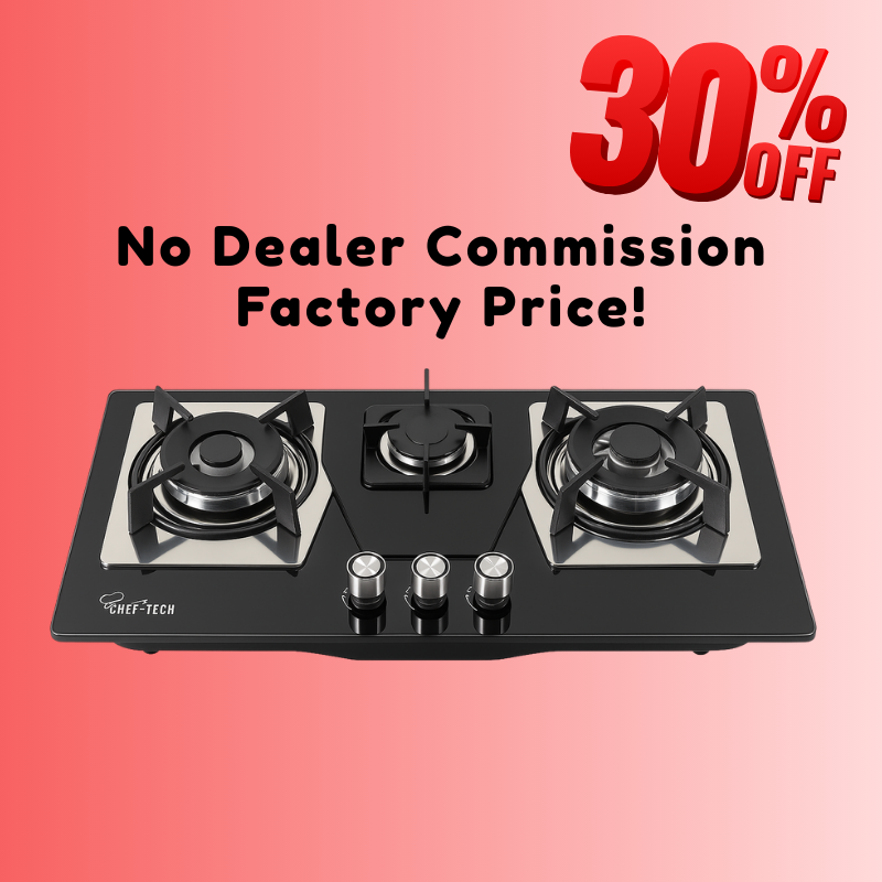 Cheftech Automatic Gas Stove Stainless Steel with EPS Burner Gas Hob imported Size 28x16