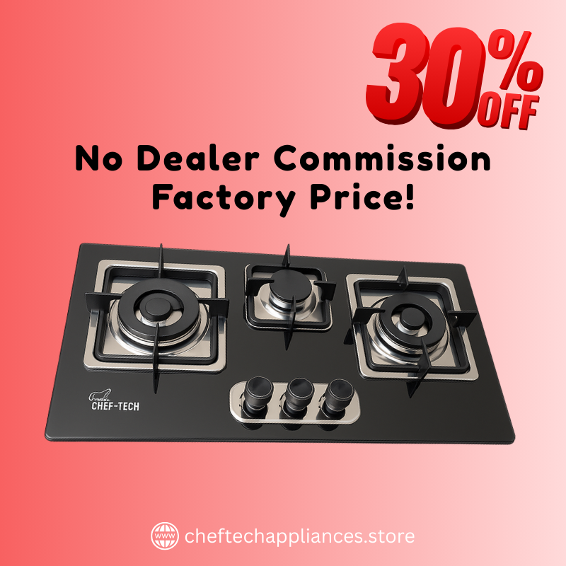 Cheftech Automatic Gas Stove Stainless Steel with EPS Burner Gas Hob imported Size 28x16
