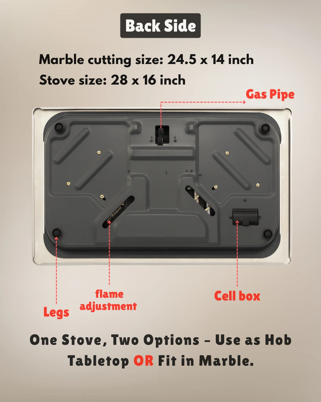 Model EPS B11 Stainless Steel with eps Burners type size 28x16