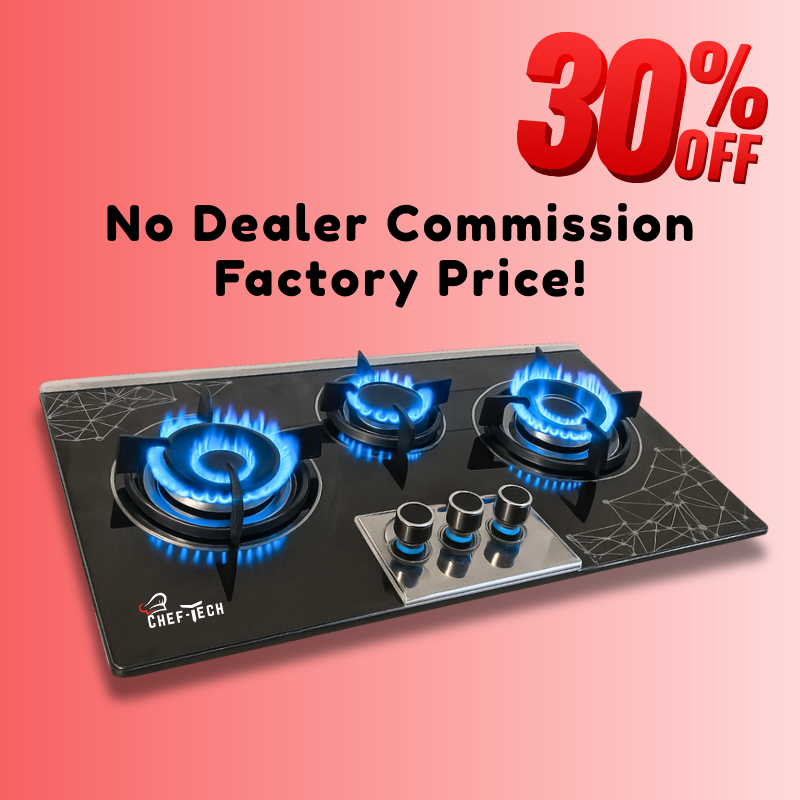 Cheftech Automatic Gas Stove Stainless Steel with EPS Burner Gas Hob imported Size 28x16