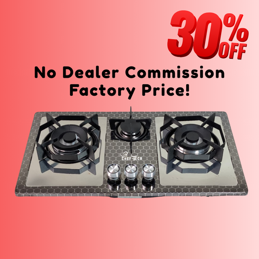 Cheftech Automatic Gas Stove Stainless Steel with EPS Burner Gas Hob imported Size 28x16