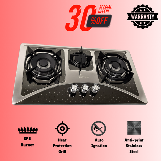 Cheftech Automatic Gas Stove Stainless Steel with EPS Burner Gas Hob imported Size 28x16