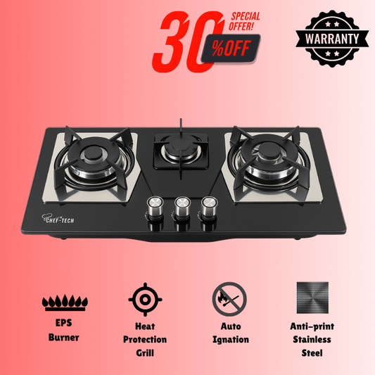 Cheftech Automatic Gas Stove Stainless Steel with EPS Burner Gas Hob imported Size 28x16