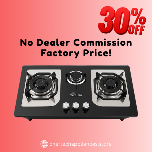 Cheftech Automatic Gas Stove Stainless Steel with EPS Burner Gas Hob imported Size 28x16