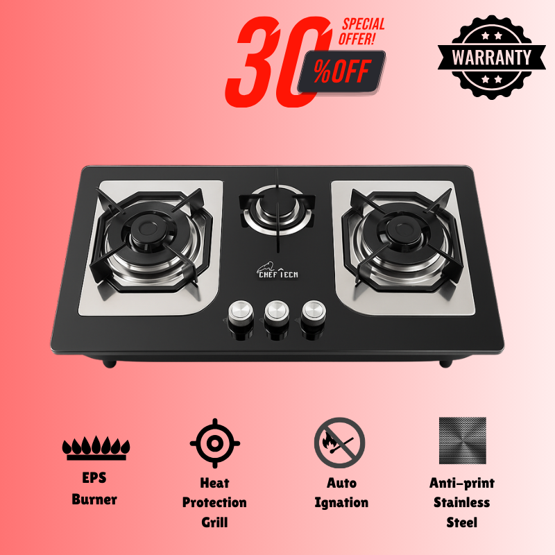 Cheftech Automatic Gas Stove Stainless Steel with EPS Burner Gas Hob imported Size 28x16