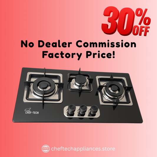 Cheftech Automatic Gas Stove Stainless Steel with EPS Burner Gas Hob imported Size 28x16
