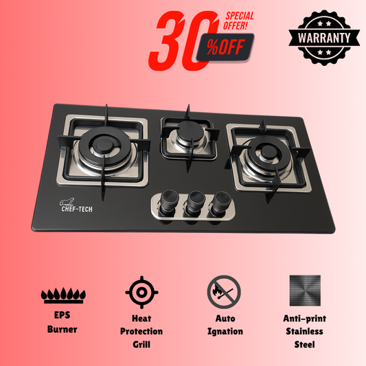 Cheftech Automatic Gas Stove Stainless Steel with EPS Burner Gas Hob imported Size 28x16